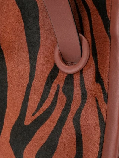 Shop Roberto Cavalli Zebra Stripe Shopper Tote Bag In Brown