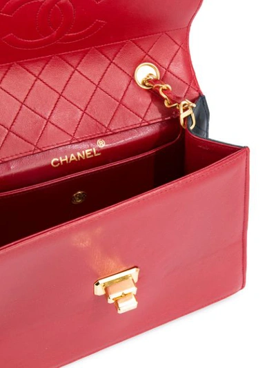 Pre-owned Chanel 1989-1991 Quilted Structured Shoulder Bag In Red