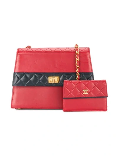 Pre-owned Chanel 1989-1991 Quilted Structured Shoulder Bag In Red