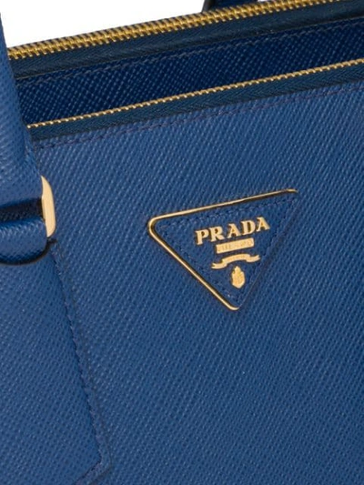 Shop Prada Galleria Top Handle Bag In Blue