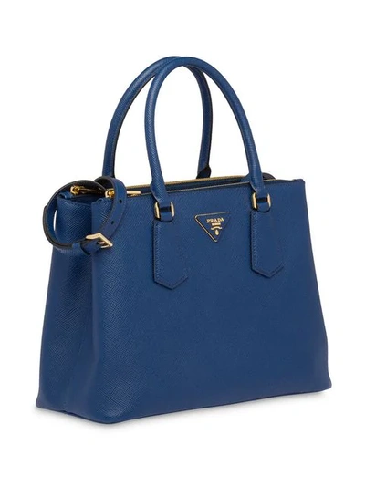 Shop Prada Galleria Top Handle Bag In Blue