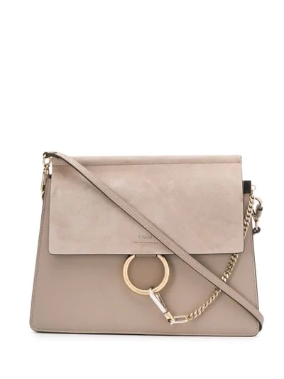 Shop Chloé Faye Medium Shoulder Bag In Neutrals