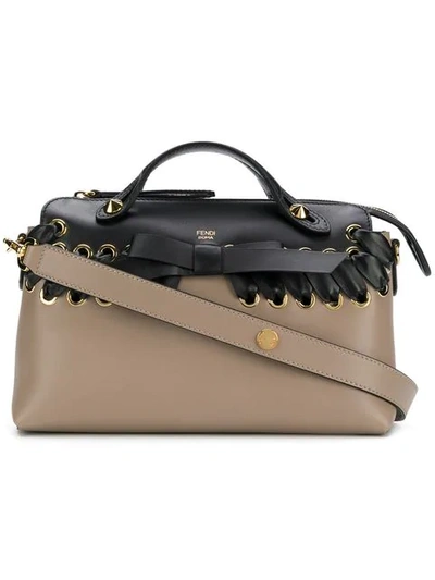 Shop Fendi Black And Light Brown By The Way Medium Leather Handbag