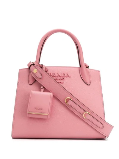 Shop Prada Saffiano Leather Tote Bag - Pink