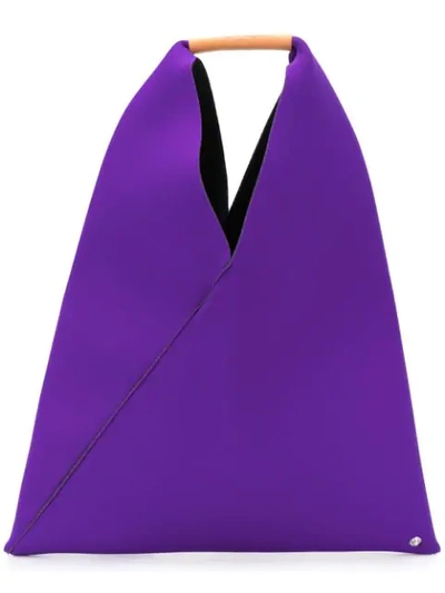 Shop Mm6 Maison Margiela Japanese Triangle Tote Bag In Purple