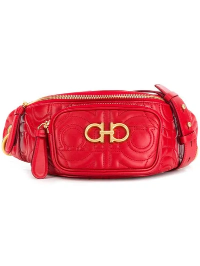 Shop Ferragamo Gancini Belt Bag In Red