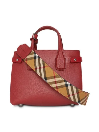 BURBERRY THE BABY BANNER IN LEATHER AND VINTAGE CHECK - 红色