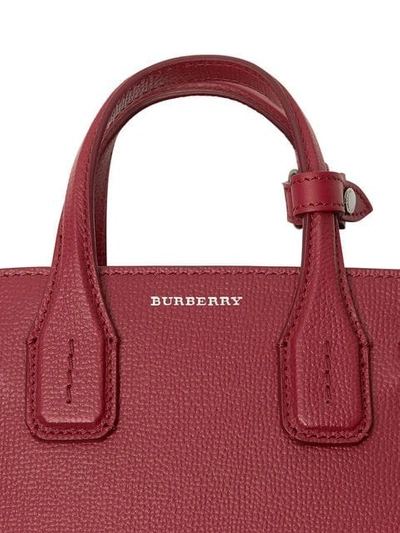 Shop Burberry The Baby Banner In Leather And Vintage Check In Red