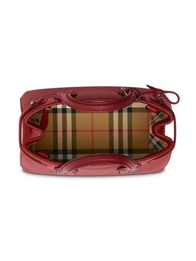 Shop Burberry The Baby Banner In Leather And Vintage Check In Red