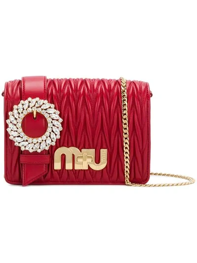 Shop Miu Miu My Miu Shoulder Bag In Red