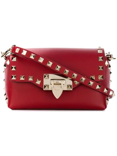 Shop Valentino Garavani Rockstud Shoulder Bag - Red