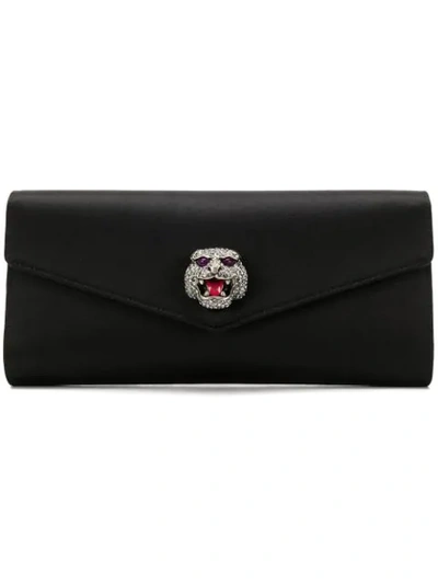 Shop Gucci Embellished Clutch Bag In Black
