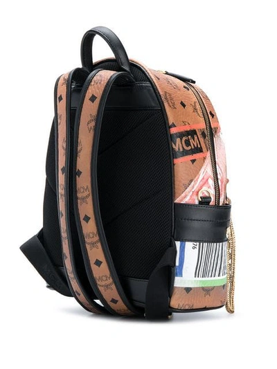 Shop Mcm Stark Flight Print Visetos Backpack In Neutrals