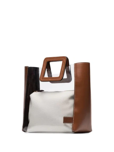 Shop Staud Shirley Two-tone Tote In Brown
