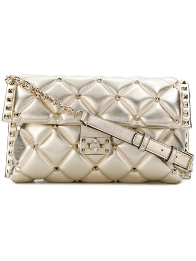 Shop Valentino Garavani Rockstud Shoulder Bag - Metallic