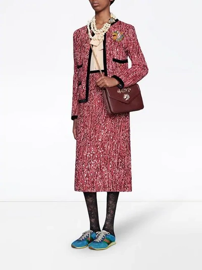 Shop Gucci Medium Shoulder Bag With Tiger Head In Red