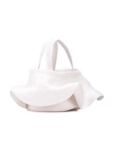 Shop Rosie Assoulin Small Woven Tote Bag In White