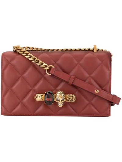 Shop Alexander Mcqueen Jewelled Satchel In Red