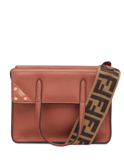 Shop Fendi Small Flip Bag In Brown