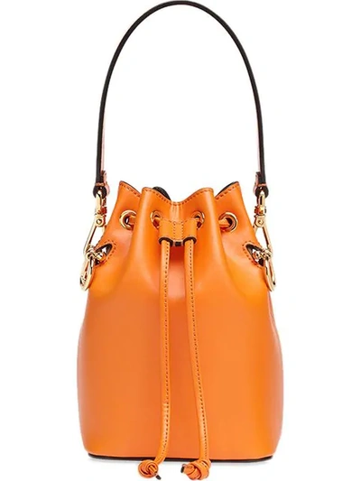 Shop Fendi Mon Tresor Mini Bucket Bag In Orange