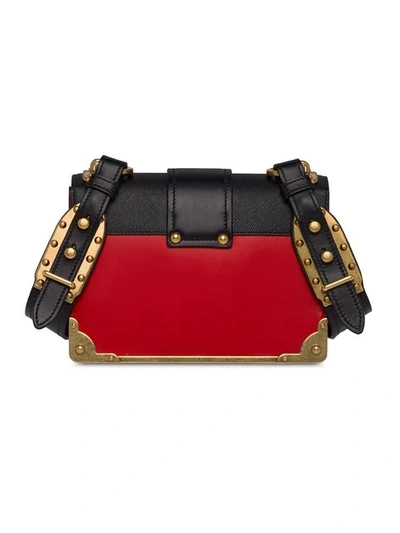 Shop Prada Cahier Leather Shoulder Bag In Red