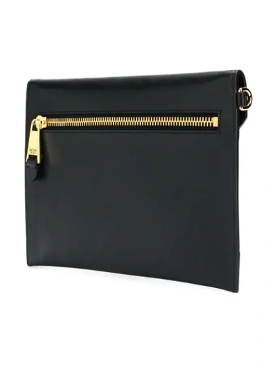 Shop Moschino Leather Envelope Clutch In Black