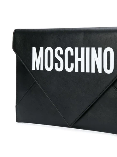 Shop Moschino Leather Envelope Clutch In Black