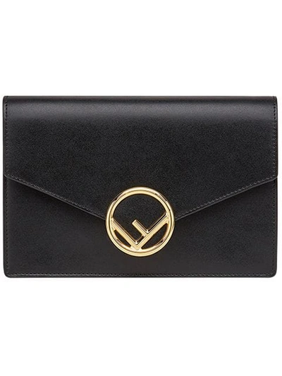 Shop Fendi Black 2jours Logo Leather Shoulder Bag