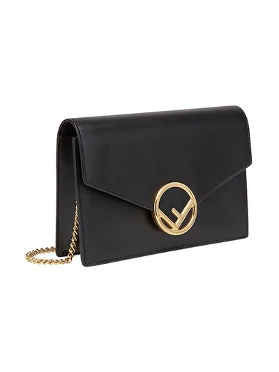 Shop Fendi Black 2jours Logo Leather Shoulder Bag