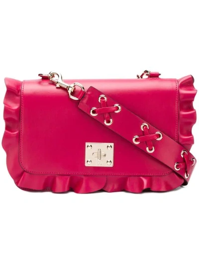 Shop Red Valentino Red(v) Rock Ruffles Shoulder Bag - Pink
