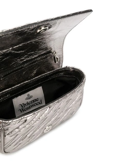 Shop Vivienne Westwood Quilted Metallic Crossbody Bag - Silver