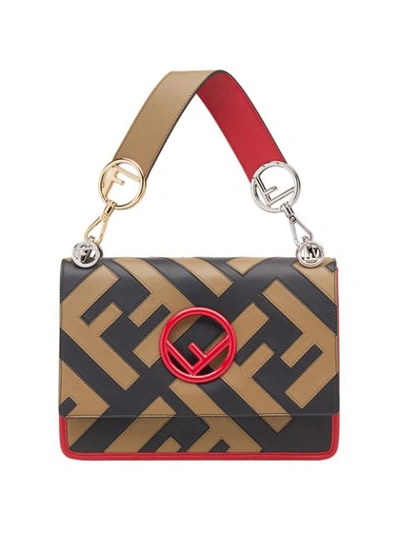 Shop Fendi Kan I F Shoulder Bag - Brown