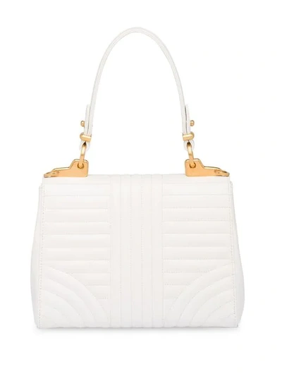 Shop Prada Diagramme Leather Handbag In White