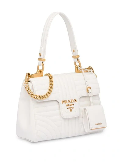 Shop Prada Diagramme Leather Handbag In White