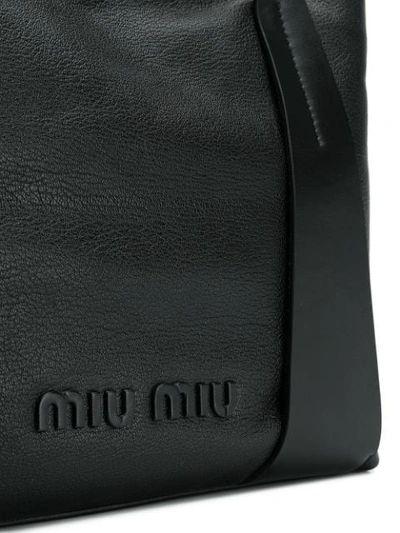 Shop Miu Miu Logo Tote Bag In Black