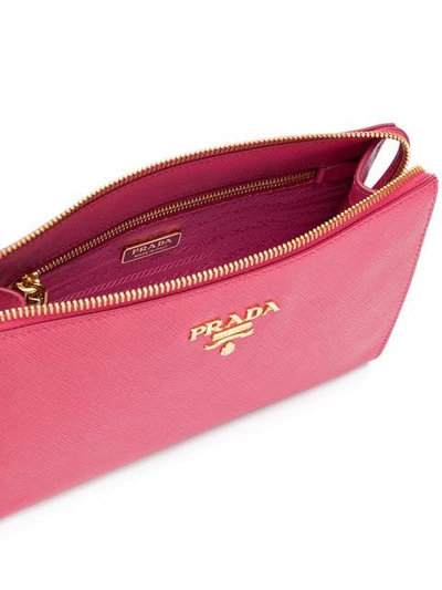Shop Prada Logo Plaque Clutch Bag In Pink