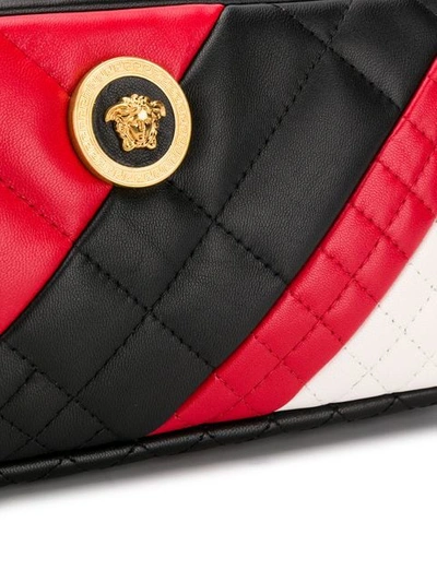Shop Versace Diagonal Stripe Belt Bag In Black