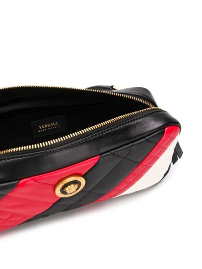 Shop Versace Diagonal Stripe Belt Bag In Black