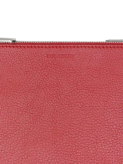 Shop Burberry Triple Zip Grainy Leather Crossbody Bag In Red