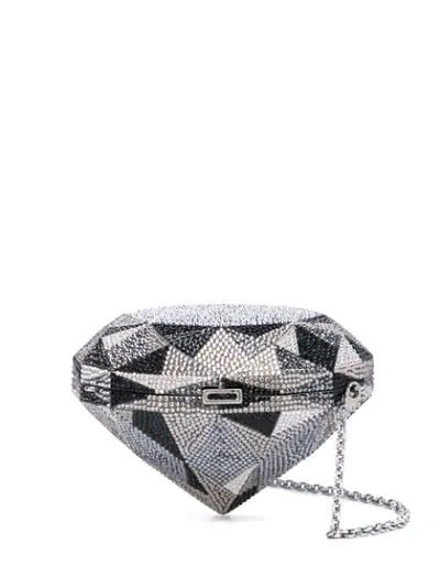 Shop Judith Leiber Embellished Clutch Bag In Silver ,black