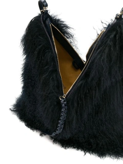 Shop Nina Ricci Fur Shoulder Bag In Blue