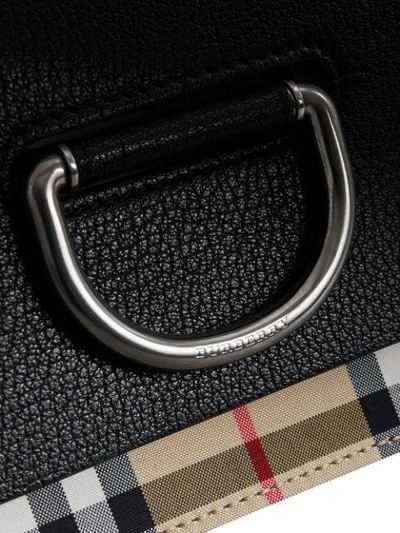 Shop Burberry Mini Vintage Check-trim D-ring Bag In Black