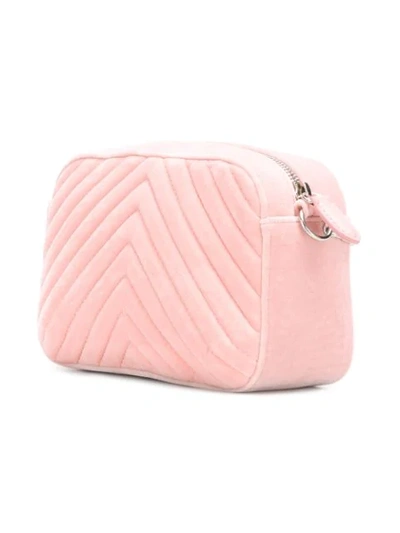 Shop Stella Mccartney Velvet Crossbody Bag In Pink