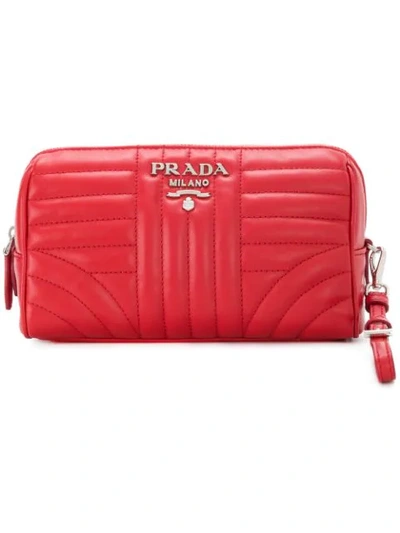 Shop Prada Matelassé Clutch Bag - Red