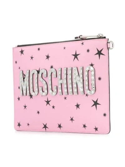 Shop Moschino Teddy Bear Print Clutch - Pink