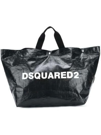 Shop Dsquared2 Logo Printed Tote Bag Large - Black