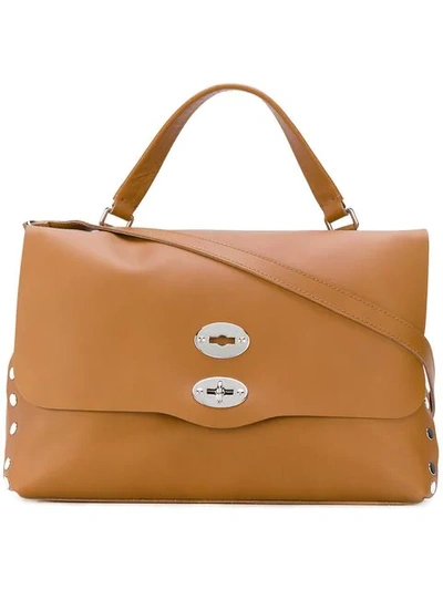 Shop Zanellato Fold Over Tote Bag In Brown