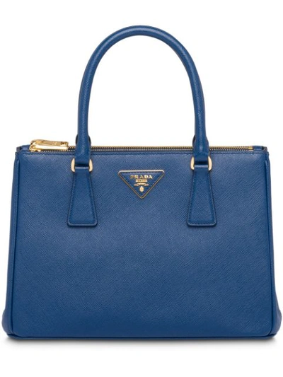 Shop Prada Medium Galleria Leather Tote Bag In Blue