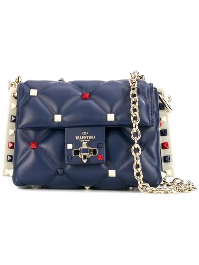 Shop Valentino Mini Candystud Crossbody Bag In Blue