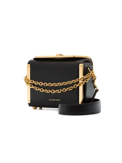 Shop Alexander Mcqueen Black Box Large Leather Chain Strap Bag